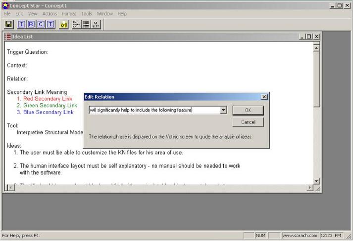 Edit Relation pane